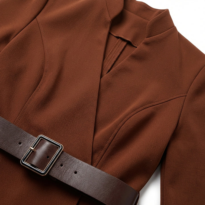 Slim-fitting Casual Suit Dress V-neck Long-sleeved Dresses Commuting Office Clothing For Women