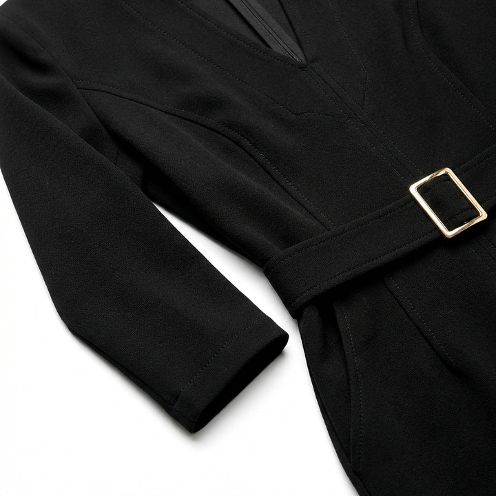 Slim-fitting Casual Suit Dress V-neck Long-sleeved Dresses Commuting Office Clothing For Women