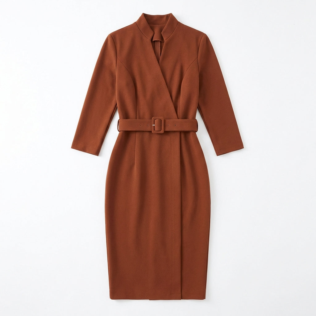 Slim-fitting Casual Suit Dress V-neck Long-sleeved Dresses Commuting Office Clothing For Women