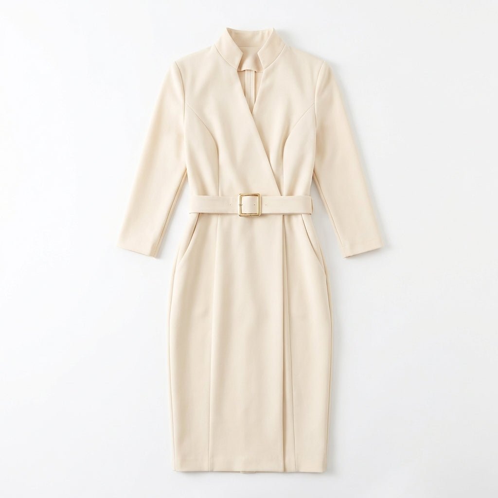 Slim-fitting Casual Suit Dress V-neck Long-sleeved Dresses Commuting Office Clothing For Women