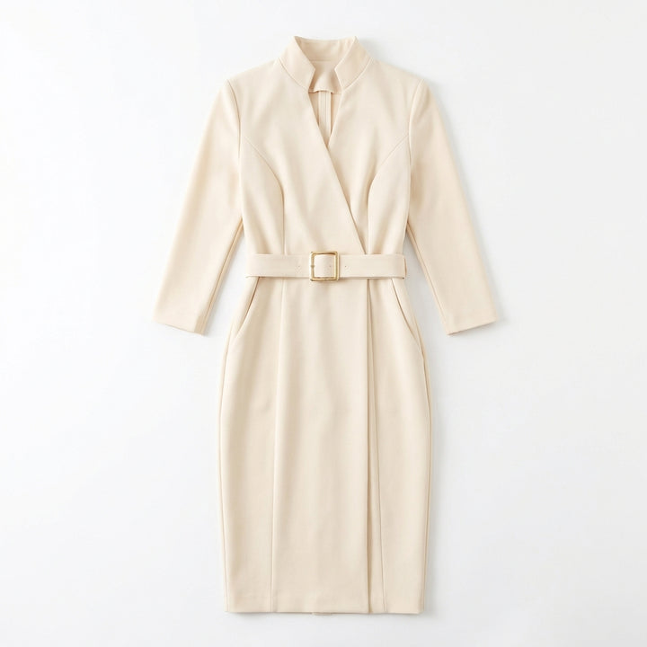 Slim-fitting Casual Suit Dress V-neck Long-sleeved Dresses Commuting Office Clothing For Women