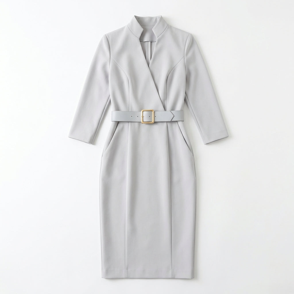 Slim-fitting Casual Suit Dress V-neck Long-sleeved Dresses Commuting Office Clothing For Women
