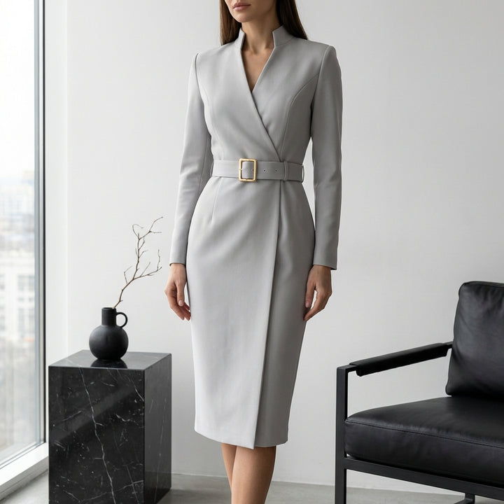 Slim-fitting Casual Suit Dress V-neck Long-sleeved Dresses Commuting Office Clothing For Women