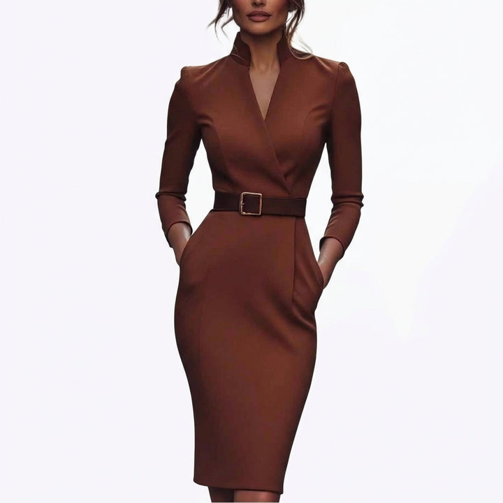 Slim-fitting Casual Suit Dress V-neck Long-sleeved Dresses Commuting Office Clothing For Women