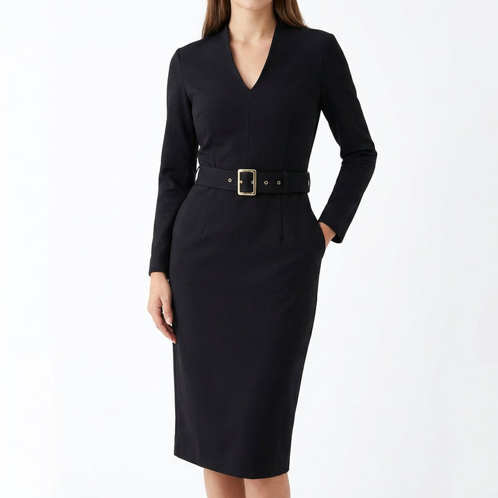 Slim-fitting Casual Suit Dress V-neck Long-sleeved Dresses Commuting Office Clothing For Women