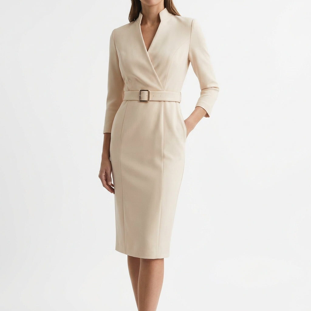 Slim-fitting Casual Suit Dress V-neck Long-sleeved Dresses Commuting Office Clothing For Women