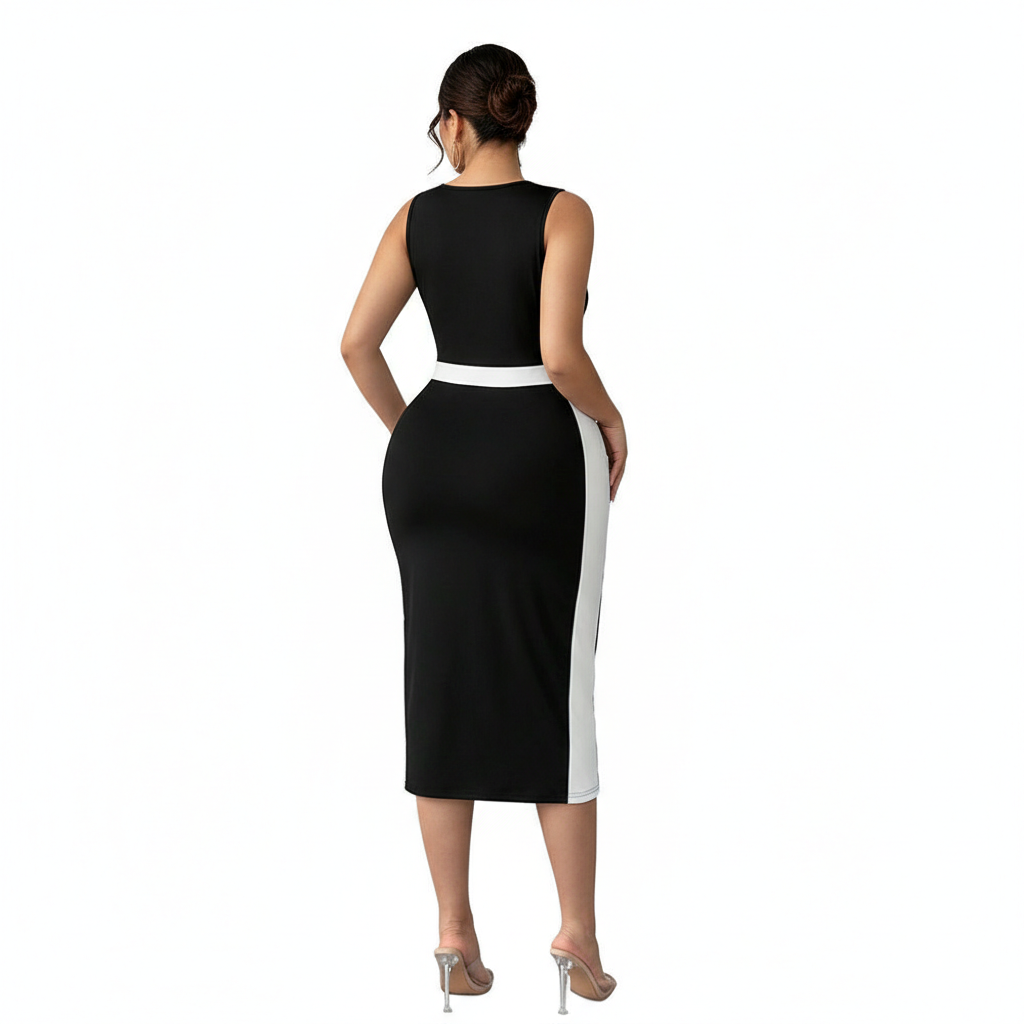 Women's Elegant Intellectual Style Contrasting-color Dress