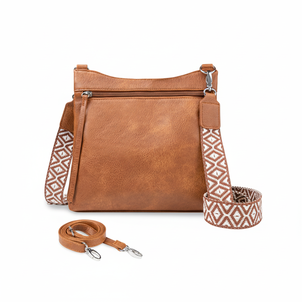Multi-Pocket PU Leather Crossbody Bag – Women’s Adjustable Strap Shoulder Purse