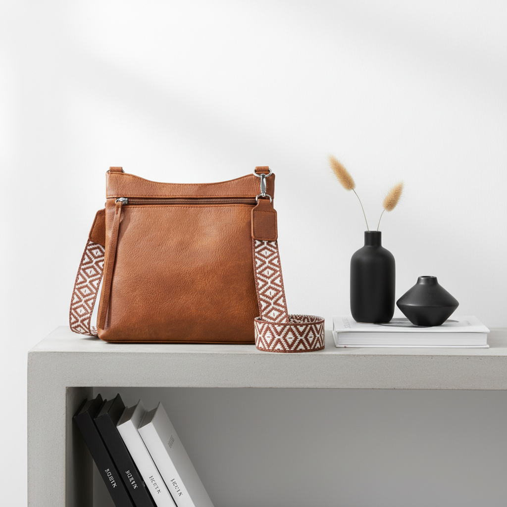 Multi-Pocket PU Leather Crossbody Bag – Women’s Adjustable Strap Shoulder Purse