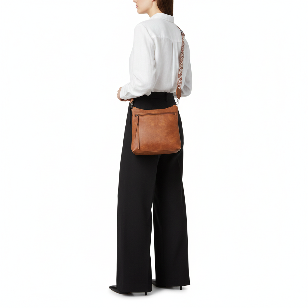 Multi-Pocket PU Leather Crossbody Bag – Women’s Adjustable Strap Shoulder Purse