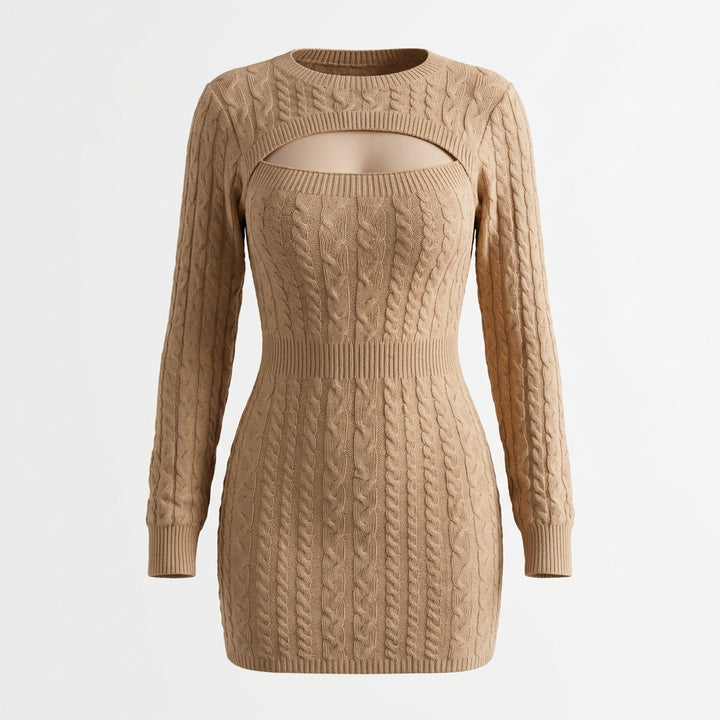 Women’s High-Waist Hollow-Out Knit Pencil Dress