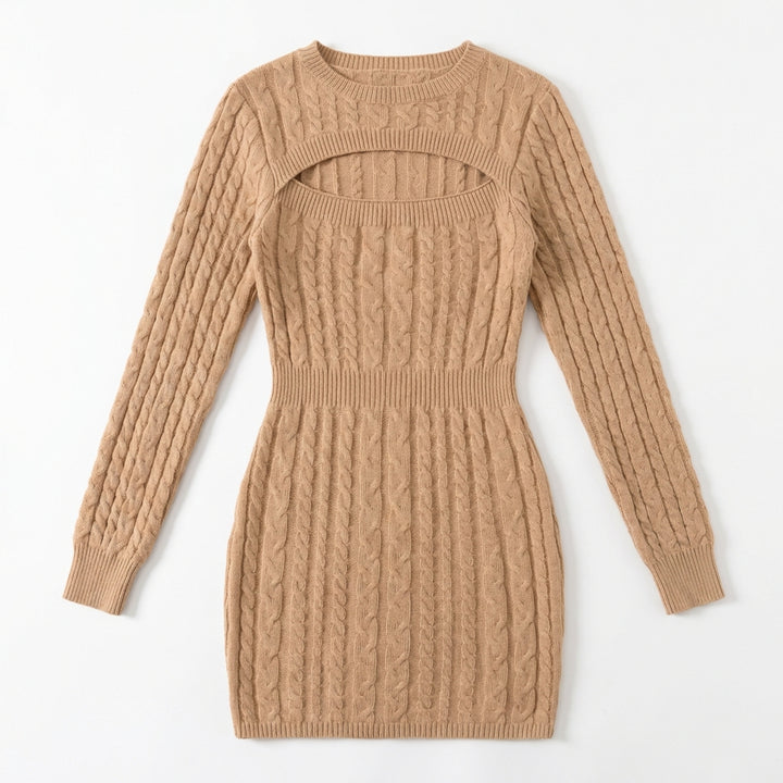Women’s High-Waist Hollow-Out Knit Pencil Dress