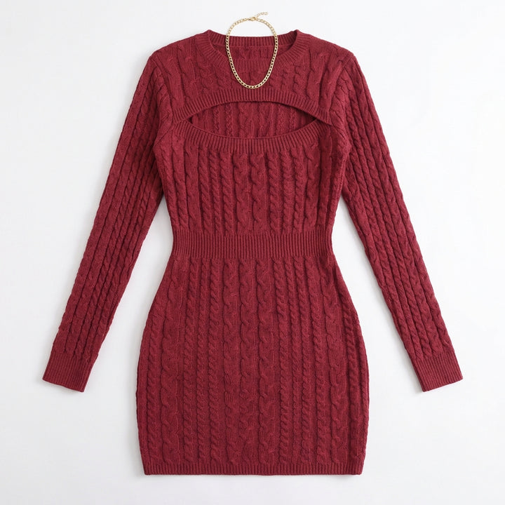 Women’s High-Waist Hollow-Out Knit Pencil Dress