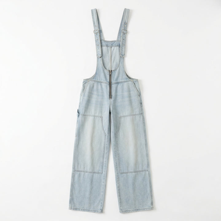 Women's Y2K Denim Overalls – Loose Fit Zipper Suspender Jumpsuit Streetwear