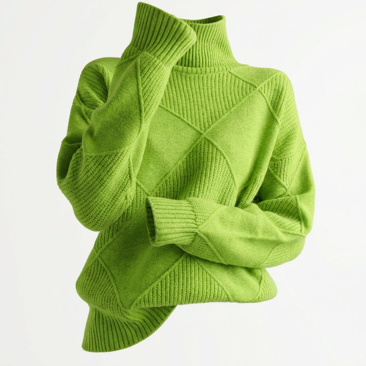 Loose High Collar Warm Sweater Solid Color Knitted Women