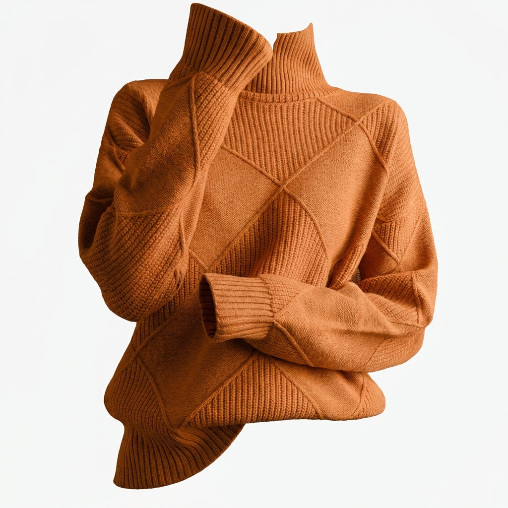 Loose High Collar Warm Sweater Solid Color Knitted Women