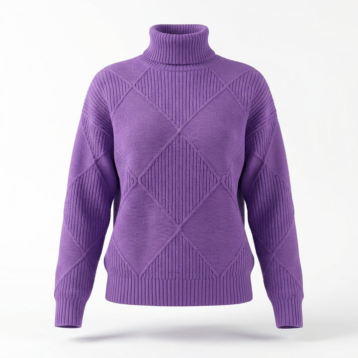 Loose High Collar Warm Sweater Solid Color Knitted Women