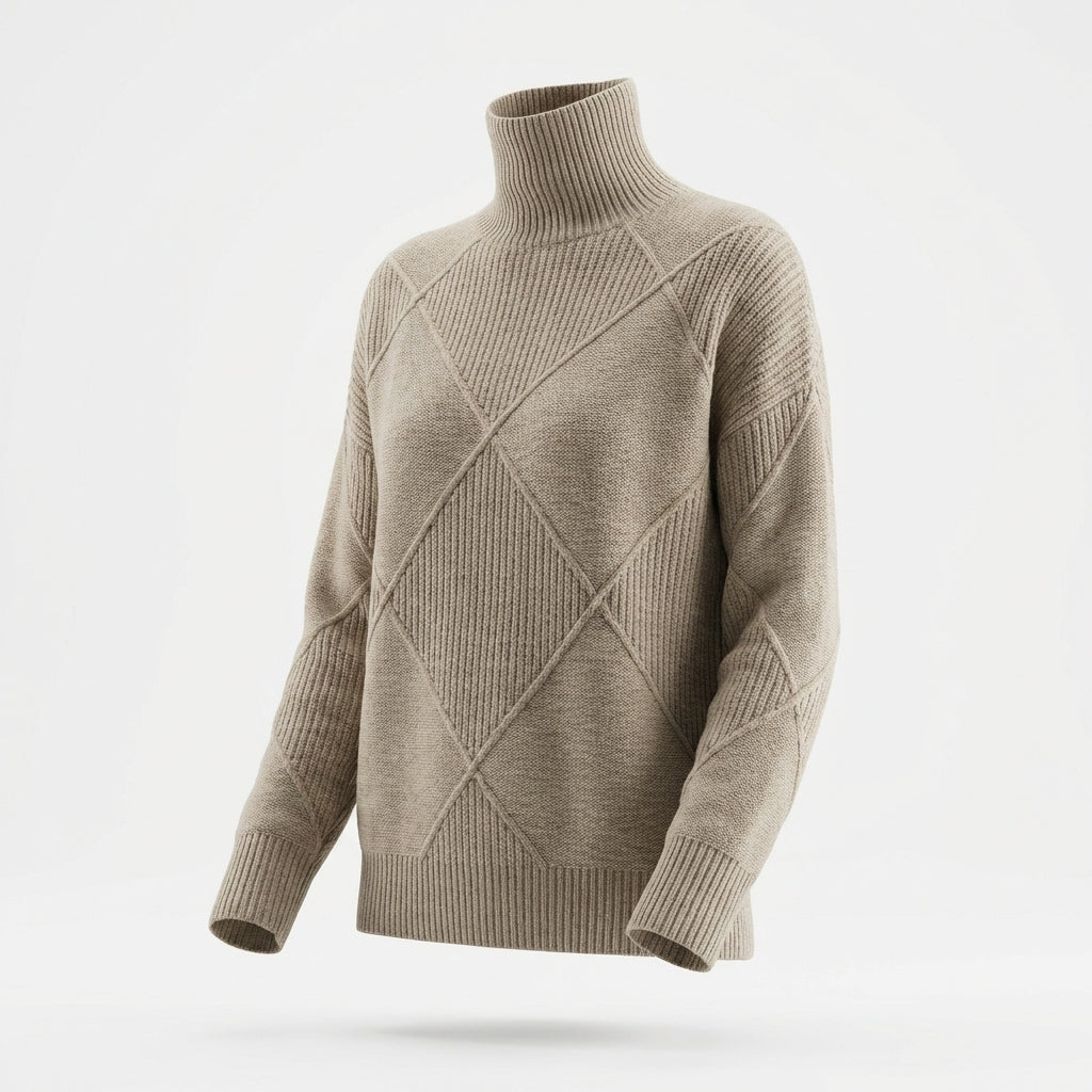 Loose High Collar Warm Sweater Solid Color Knitted Women