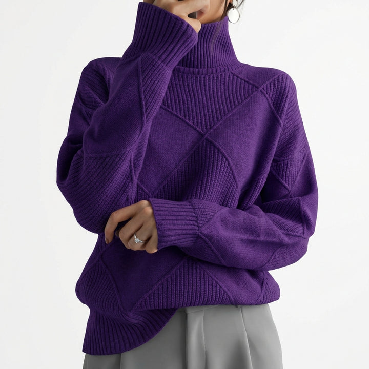 Loose High Collar Warm Sweater Solid Color Knitted Women