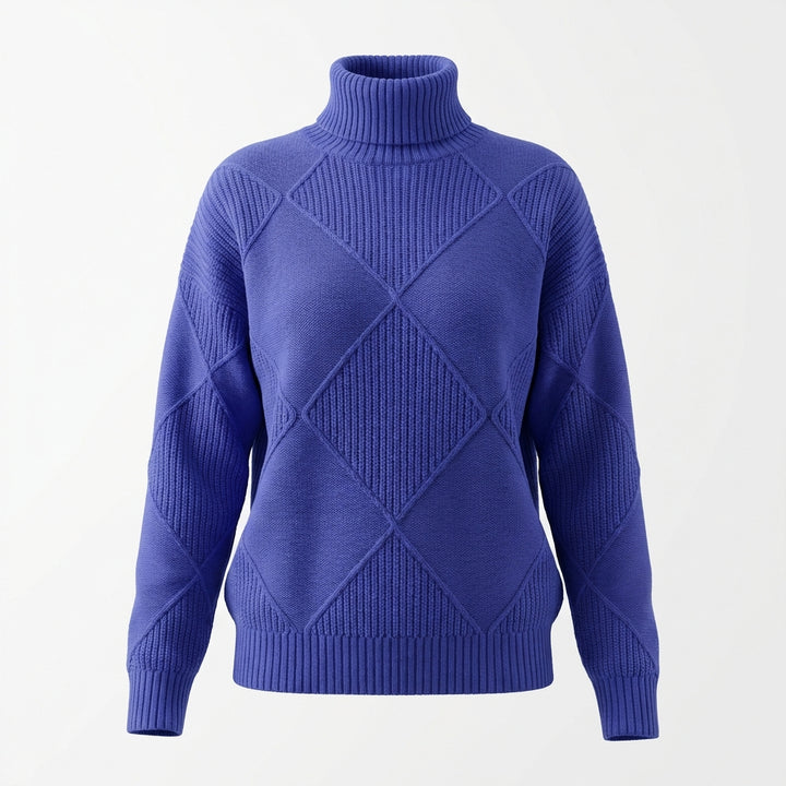 Loose High Collar Warm Sweater Solid Color Knitted Women