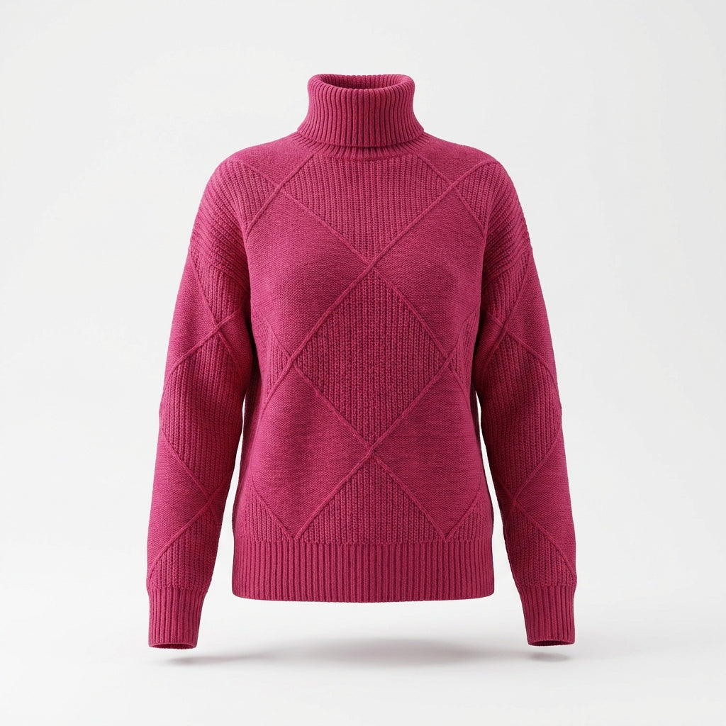 Loose High Collar Warm Sweater Solid Color Knitted Women