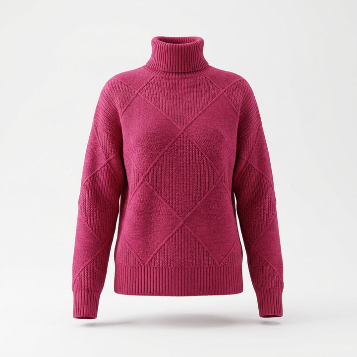 Loose High Collar Warm Sweater Solid Color Knitted Women