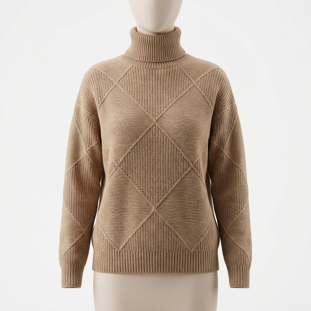 Loose High Collar Warm Sweater Solid Color Knitted Women