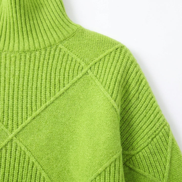 Loose High Collar Warm Sweater Solid Color Knitted Women