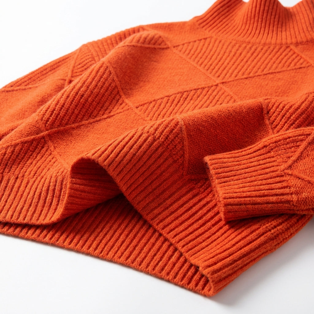 Loose High Collar Warm Sweater Solid Color Knitted Women