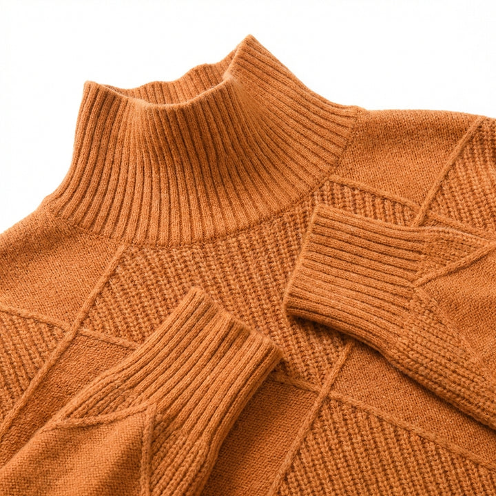 Loose High Collar Warm Sweater Solid Color Knitted Women