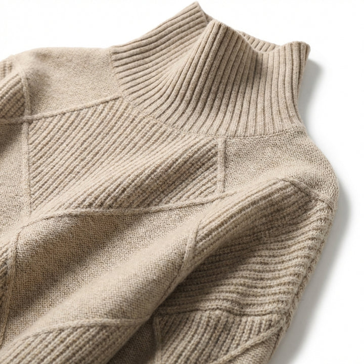 Loose High Collar Warm Sweater Solid Color Knitted Women