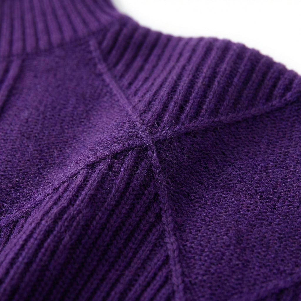 Loose High Collar Warm Sweater Solid Color Knitted Women