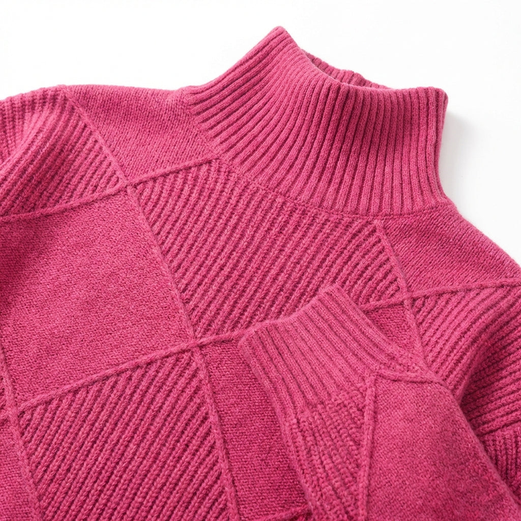Loose High Collar Warm Sweater Solid Color Knitted Women