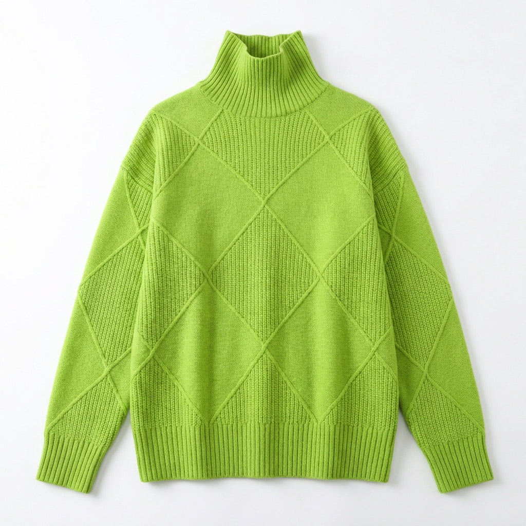 Loose High Collar Warm Sweater Solid Color Knitted Women