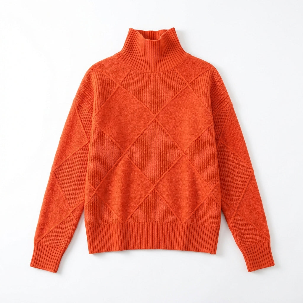 Loose High Collar Warm Sweater Solid Color Knitted Women