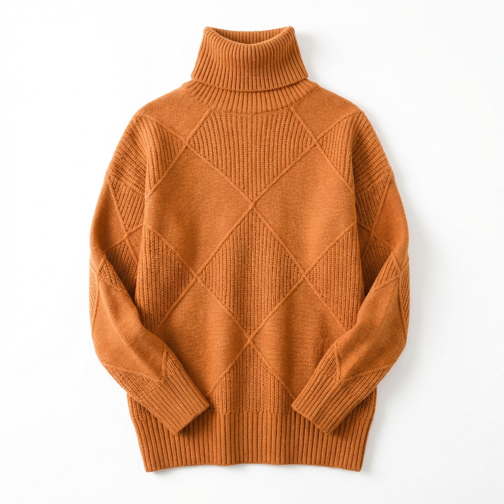 Loose High Collar Warm Sweater Solid Color Knitted Women
