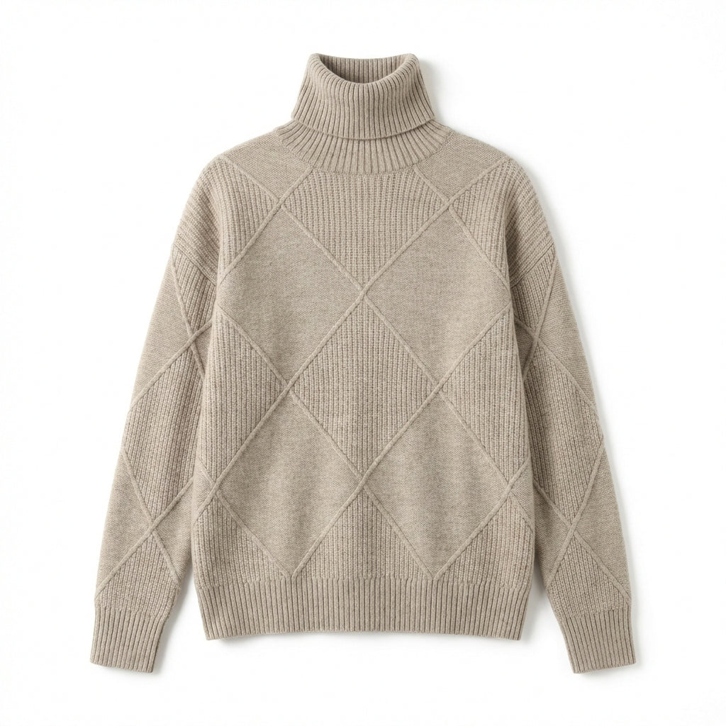 Loose High Collar Warm Sweater Solid Color Knitted Women
