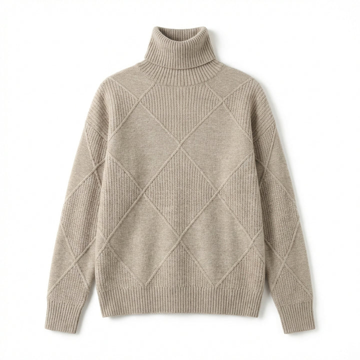 Loose High Collar Warm Sweater Solid Color Knitted Women