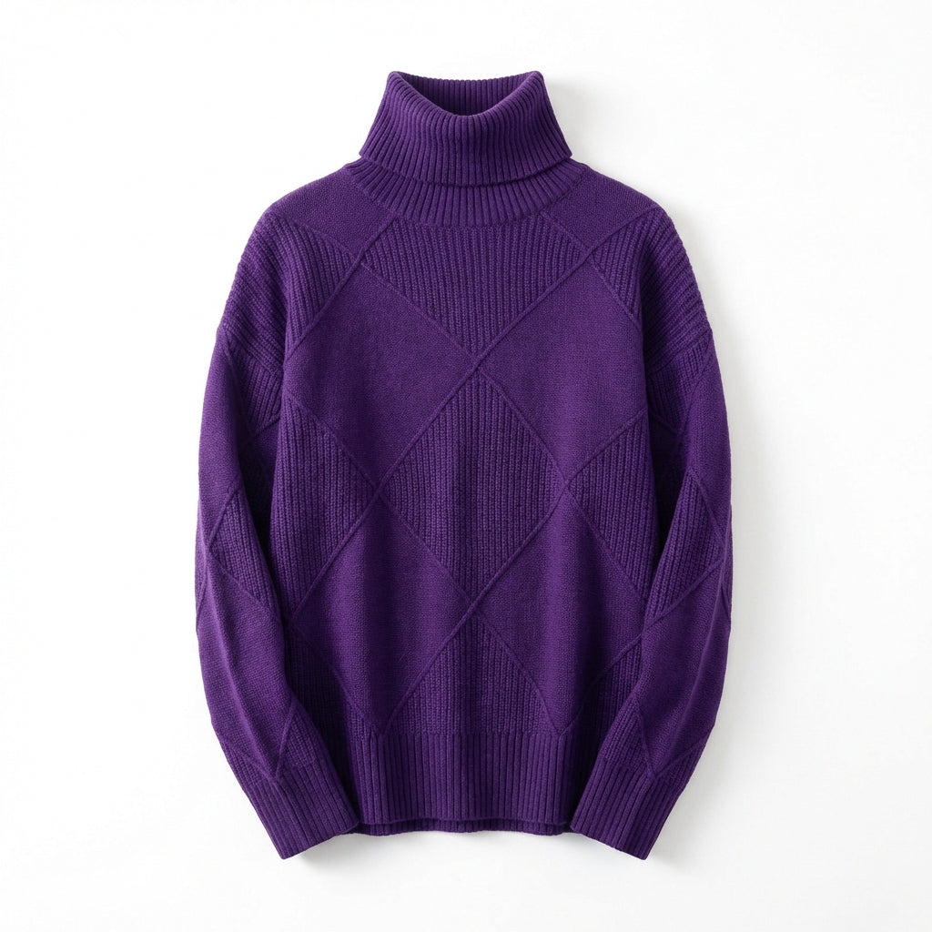 Loose High Collar Warm Sweater Solid Color Knitted Women