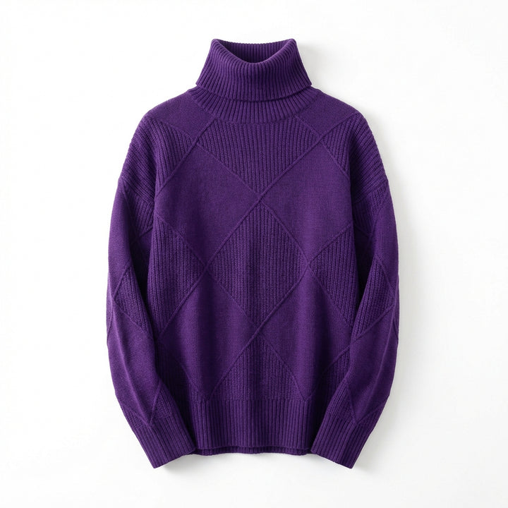 Loose High Collar Warm Sweater Solid Color Knitted Women