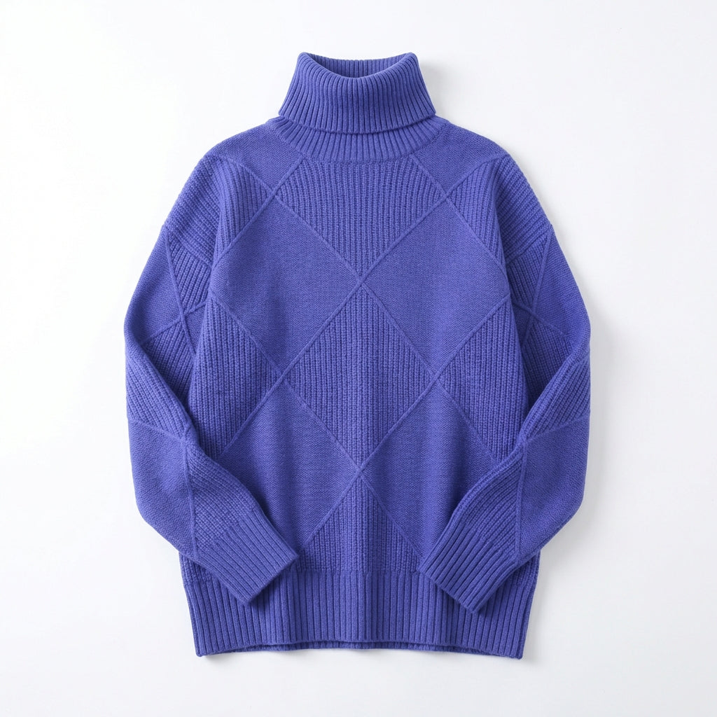 Loose High Collar Warm Sweater Solid Color Knitted Women