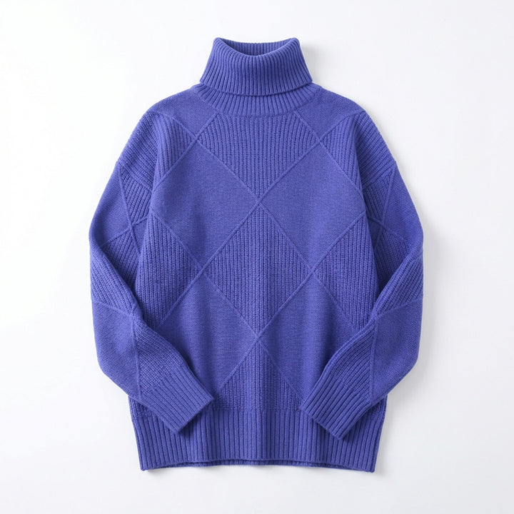 Loose High Collar Warm Sweater Solid Color Knitted Women