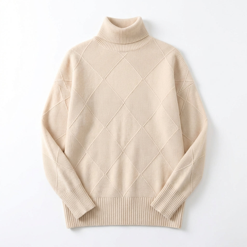 Loose High Collar Warm Sweater Solid Color Knitted Women