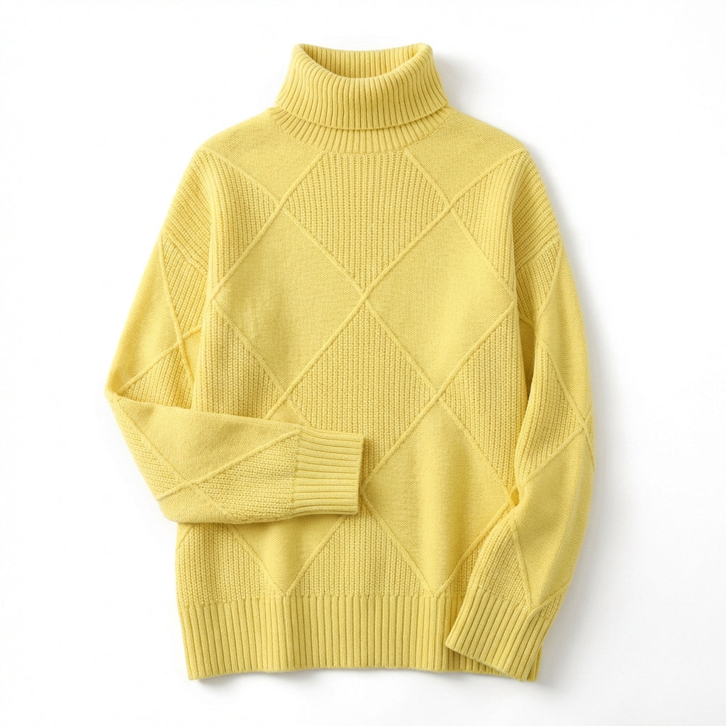 Loose High Collar Warm Sweater Solid Color Knitted Women