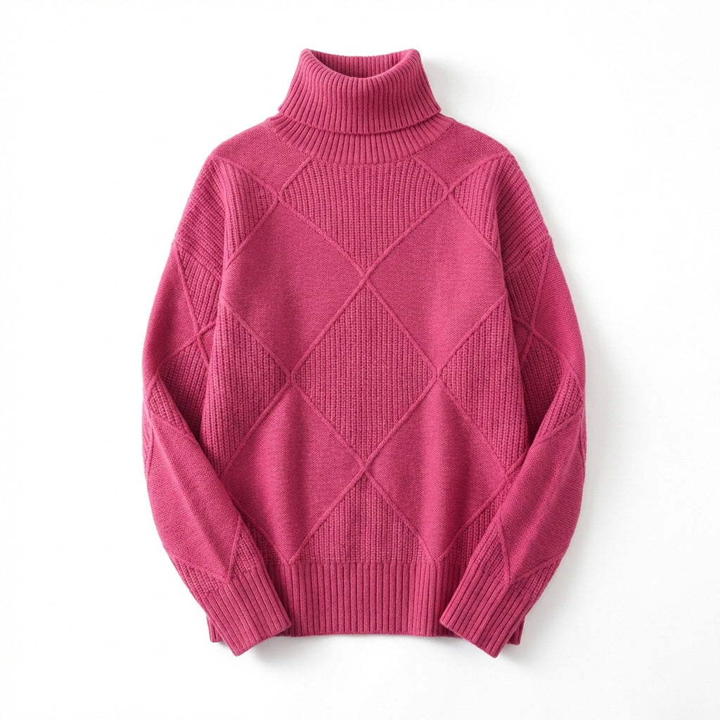 Loose High Collar Warm Sweater Solid Color Knitted Women