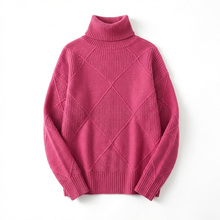 Loose High Collar Warm Sweater Solid Color Knitted Women