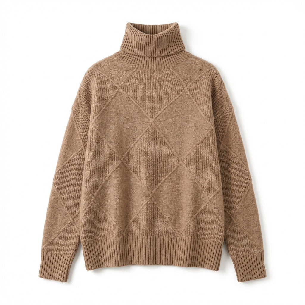 Loose High Collar Warm Sweater Solid Color Knitted Women