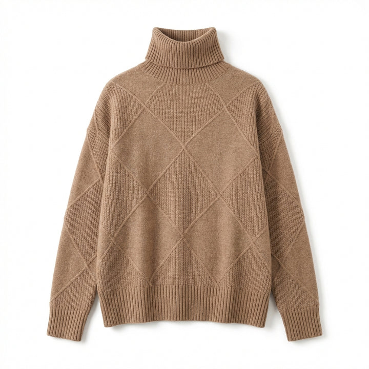 Loose High Collar Warm Sweater Solid Color Knitted Women