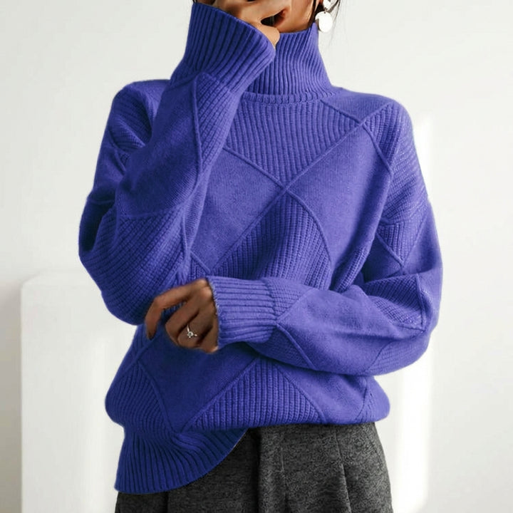 Loose High Collar Warm Sweater Solid Color Knitted Women