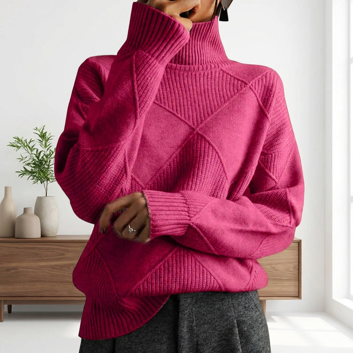 Loose High Collar Warm Sweater Solid Color Knitted Women